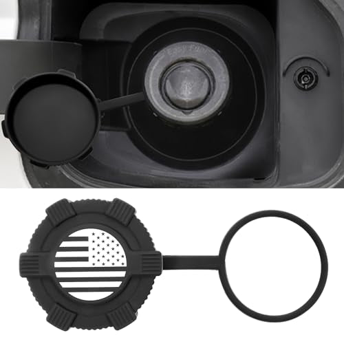 2.375" ID Capless Gas Cap Cover w/Anti-loss Tether, Car Fuel Tank Filler Cap Replacement for Chevy GMC Buick Cadillac Ford Accessories, Dust Water Dirt Protection Cover, 1PC Silicone Flag Black - color: Flag Black, size: With 2.375" ID Capless Fuel Tank