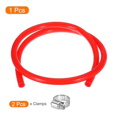 MECCANIXITY 3.3ft Silicone Rubber Tubing 3/8" ID 1/2" OD Plastic Tube Flexible Air Hose for Brewing, Wine Making, Pump Siphon, 9.5mm x 12.7mm, with 2pcs Clamps, Red - color: Red, size: 3/8" x 1/2"