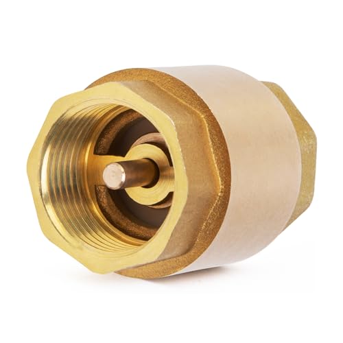 ChillWaves Brass In-Line Spring Check Valve DN50 2" Female Thread, One-Way Non-return Vertical Check Valve for Backflow Prevention(1-PACK) - size: 2" Female x 2" Female(DN50), style: PACK OF 1