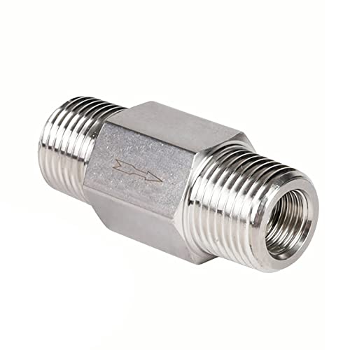 1/4 Inch NPT Male to Male Thread 304 Stainless Steel Check Valve One Way Non-Return Valve for Water Oil Gas Check Valve 1PCS - color: Outer to Outer