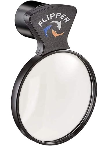 Flipper DeepSee 4" Magnetic Aquarium Viewer – Optical-Grade Magnifying Lens for Glass & Acrylic Tanks up to 5/8" Thick – Hands-Free Underwater Viewing for Fish, Corals & Aquarium Photography – Black - color: Black, size: STD 4"