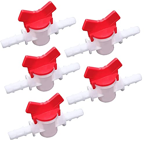 1/4“ Hose Barbed Ball Valve Drip Irrigation Ball Valve Shut Off Switch for Drip Irrigation and Aquariums（Pack of 5） - color: 5pcs, size: 1/4 Inch