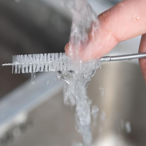 Flexible Drain Brush,Extra Long Pipe Tube Cleaner Fridge Flexible Drain Brush Skinny Tube Spiral Cleaning Brush Drinking Straw Cleaner,Nylon Cleaner Double Ended Elastic Hose Pipe 60-inch 2 PCS