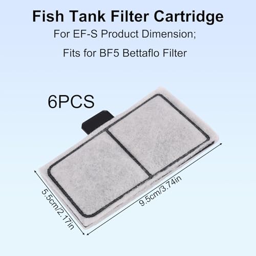 lasuroa Filter Cartridges Compatible with Topfin Top Fin EF-S & BF5 BETTAFLO, 3.7x2.1 Inch Fish Tank Filter Cartridge Replacement for Aquarium Water Filtration (EF-S, 6) - style: EF-S