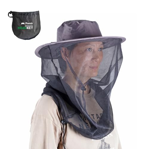 Mosquito Head Net Hat with Hidden Mesh Mask - UPF 50+ Sun Protection Safari Bucket Hat for Fishing Hiking Camping Men Women