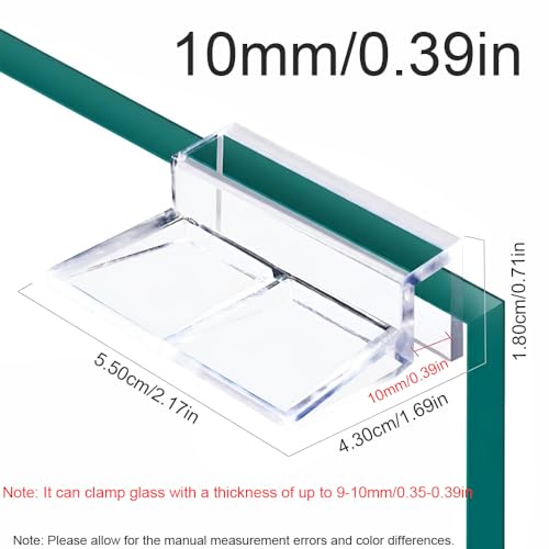 6PCS Aquarium Lid Clips Clear Acrylic Fish Tank Lid Holder Aquarium Cover Support Clamps Easy to Use(10mm/0.39in)