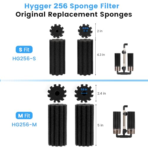 hygger Pack of 4 Replacement Sponges for Aquarium Vertical Stripes Double Sponge Filter (S) - size: Sponge S