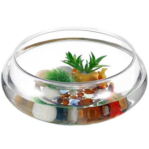 Transparent Acrylic Aquarium .52X9.52X3.93In Desktop Betta Fish Bowl with Clear Design for Home Office Decor and Aquatic Plant Display