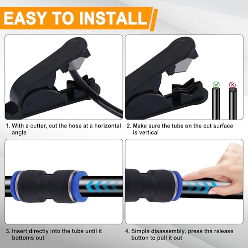 205 PCS Quick Connect Air Hose Fittings with 4 Rolls 50FT 1/8" 1/4" 3/8" 1/2" DOT Air Lines Kit Pneumatic Air Line Quick Connect Quick Release Fitting and Tubing Kit