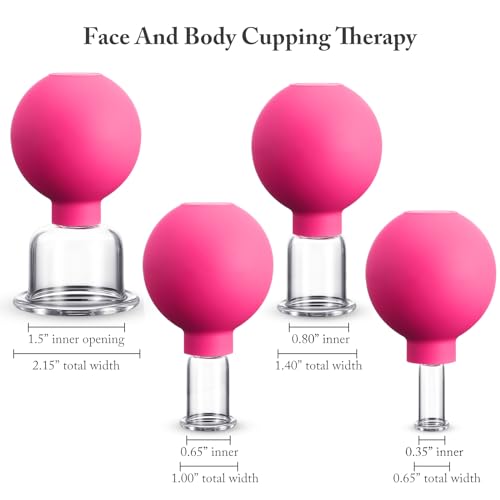 BBTO 4 Pieces Glass Cupping Set Glass Silicone Cupping Cups Massage Vacuum Suction Cupping Cups for Body Face Leg Arm Back Shoulder Muscle and Joint Pain (Rose) - color: Rose