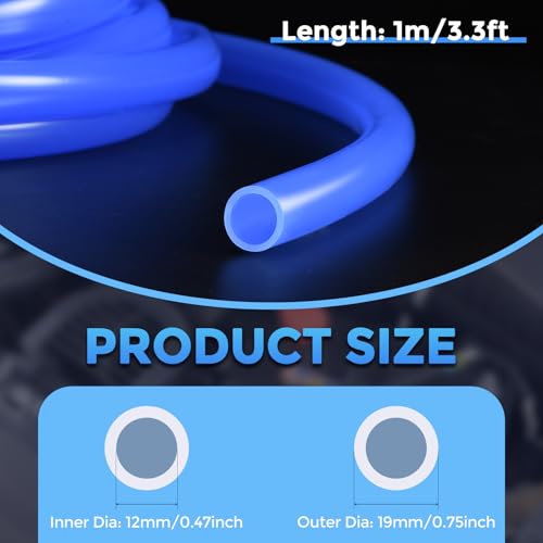 Silicone Tubing,12mm ID x 19mm OD Pure Silicon Tube High Temp Silicone Hose [for Home Brewing,Pump Transfer,Aquaponics]-3.3 ft Length/Blue - color: Blue, size: 12mm ID x 19mm OD x 1 m