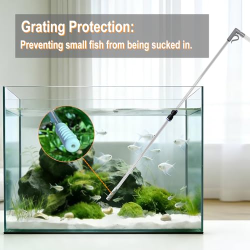 Aquarium Siphon Vacuum Water Changer Kit for 3~10Gal Tank with 6Ft Water Hose Gravel Cleaner Cleaning Tools Collect Fish Poops and Long Handle Multifunctional Algae Brush