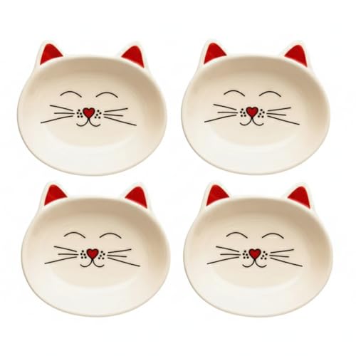 Park Life Designs Oscar Cat Dish - Feeding Bowls - Cat Shaped Food and Water Bowls for Cats (Red) - color: Red