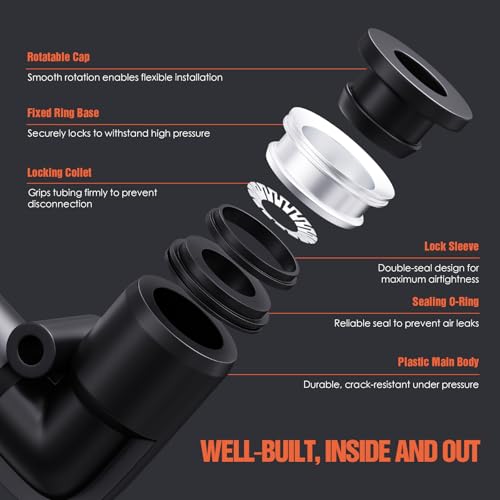 TRILINK 1/2" OD Push to Connect Fittings – Air Line Elbow Connectors, Quick Connect Pneumatic Fittings, Push Lock Air Hose Fittings for Compressor, Air Tools & Tubing (10 PCS) - color: 1/2" OD, size: Elbow(10pcs)