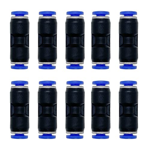 zjxed 1/8" OD x 1/8" OD Pneumatic quick Connector Push to Connect fittings Straight Union/Coupler (Pack of 10) - size: 1/8 inch-1/8 inch