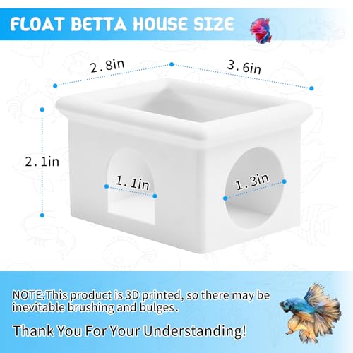 Floating Betta Fish Hammock Cave House for Aquarium, 3D Printed Betta Shrimp Feeder & Hideout Cave Toys, Small Aquarium Feeding Ring Decor, Turtle Fish Tank Decorations Accessories -White - color: Light White