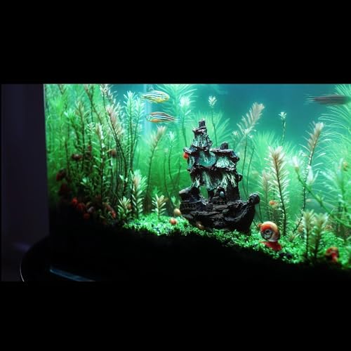 Aquarium Decorations Ornament Small Sailboat Pirate Ship Glass Fish Tank Decoration Fish Shelter Freshwater Saltwater Decor