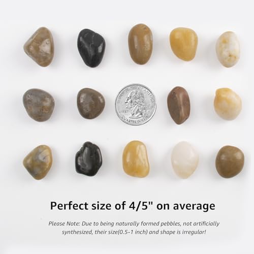 40lbs 0.5-1 Inch River Rocks, Decorative Mixed Pebbles for Garden Landscaping, Indoor Plants, Fish Tanks, Vases, and Succulents – Ideal for Home Decoration and Outdoor Gardens (Mixed, Weight: 40 LB) - color: Mixed, size: Weight: 40 LB