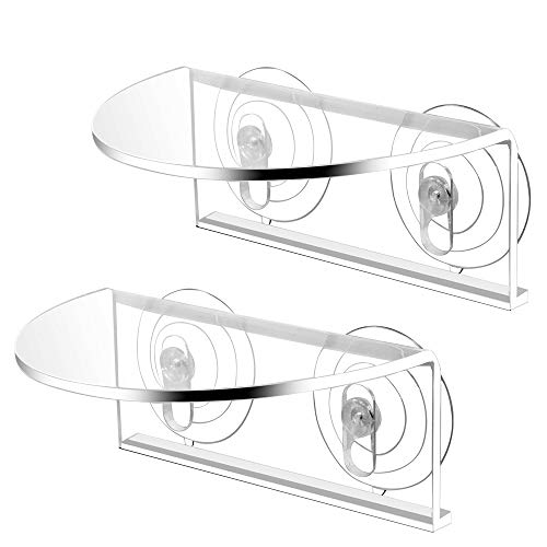 SLSON 2Pack Aquarium Shelf,Transparent Acrylic Ledge Plants Holder for Substrate and Live Plants,with Strong Suction Cups for Fish Tank Multi-layer Decorations