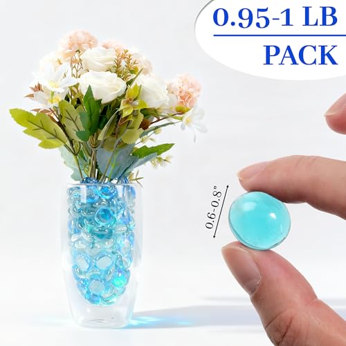 Sea Blue Flat Glass Marbles, 0.97 lb Transparent Vase Filler Pebbles Gems, Decorative Glass Beads for Vases, Crafts, Floral, Mancala Stones, Aquarium Rocks for Fish Tank, Approx.0.6"-0.8" - color: Sea Blue
