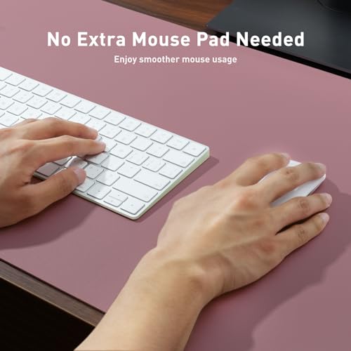 Leather Desk Pad Protector,Mouse Pad,Office Desk Mat,Non-Slip PU Leather Desk Blotter,Laptop Desk Pad,Waterproof Desk Writing Pad for Office and Home (Dark Pink,23.6" x 13.7") - color: Purple, size: 23.6" x 13.7"
