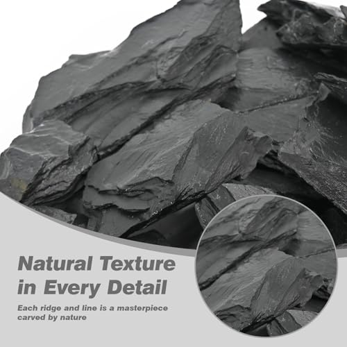 Unocho Aquarium Rocks 5lb Natural Slate Stone for Aquascaping Reptile Basking Platforms Terrariums Vivariums Paludariums Bonsai Miniature Fairy Gardens(2-4 inches) - size: 5LB(2-4 inches)