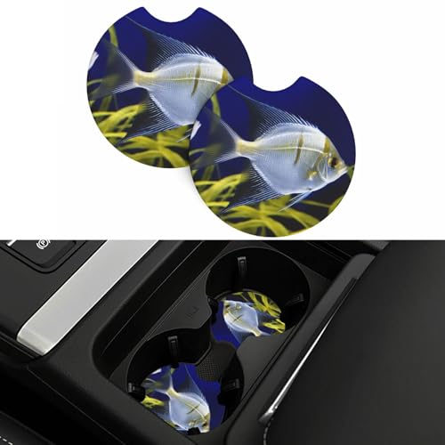 2 Pack Car Coaster for Cup Holders Aquarium Angelfish Car Cup Coaster 2.7" Neoprene Non-Slip Automotive Cup Mat Universal Auto Car Interior Accessories for Women Men Cup Pad