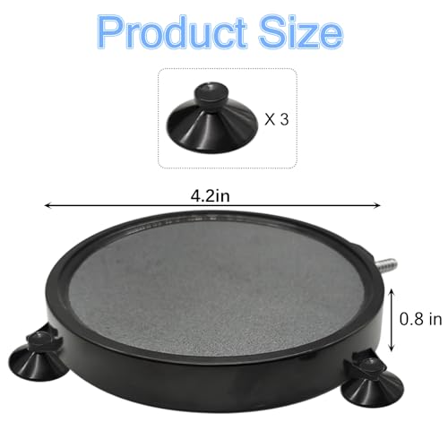 kathson 4.2 Inch Aquarium Air Stone Hydroponics Fish Tank Air Stone Disc Aerator Bubble Diffuser with Suction Cups Air Pump Round Dissolved Oxygen Airstone Decoration for Pond Dwc Reservoirs - size: 4.2 Inch / 1 PCS