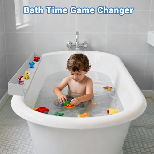 Jalopink Premium Splash Guard for Bathtub – Waterproof Bathtub Water Guards to Prevent Splashing, Easy Installation, Adjustable Bathtub Splash Guard for a Clean and Dry Bathroom（Gray）