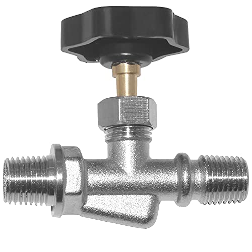 Joywayus Adjustable Needle Valve Male Thread 1/4" NPT x 1/4" NPT Brass Nickel Plated Anti-Rust Flow Control Straight Connection - size: 1/4"×1/4"