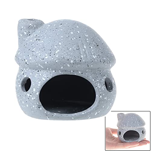 Aquarium Decor Ceramic Mushroom House Ornament Fish Tank Landscape Decoration Pottery Hide Cave Habitat Hut Small Shrimp for Goldfishes to Rest Breed Hiding (Grey) - color: Grey