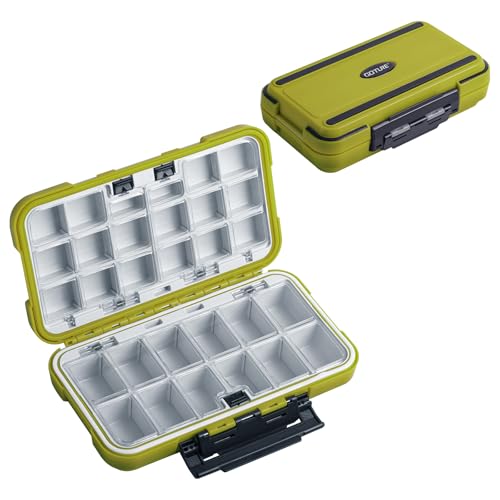 Goture Upgrade Small Tackle Box, Waterproof Fishing Lure Boxes, Fishing Bait Storage Lure Case Bait Plastic Containers Green - color: Upgrade Green(Size: 7.8'' L X 4.2'' W X 1.8'' H)