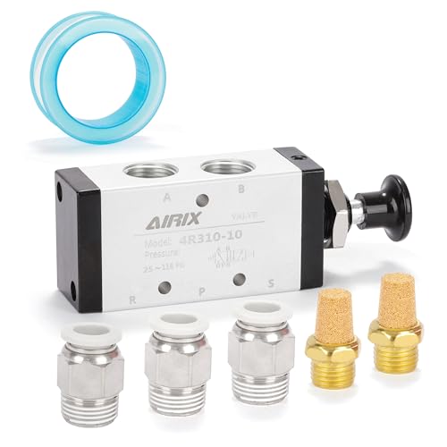 4R310-10 Pneumatic Push-Pull Valve, 5 Way 2 Position Hand Lever Air Control Valve, 3/8" NPT Manual Direct Acting Type for Pneumatic System - size: 3/8'' NPT, style: 5 Way 2 Position