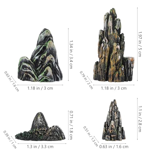 HANABASS 8 Pcs Miniature Rockery Decor, Resin Mountain Figurines for Zen Garden Micro Landscape, Planter Accessories Aquarium Fish Tank Stone Statue