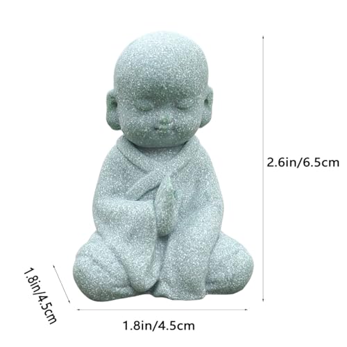 livelyfish Japanese Buddha Bosatsu Feng Shui Praying Monk Statue Sandstone Happy/Smiling Miniature Figurine Ornament for Fish Tank Aquarium Home Garden Decoration (F) - size: F
