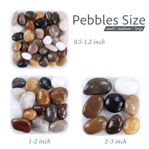 Pebbles for Indoor Plants, 5lbs Colorful Pebbles 0.5-1.2 Inch Decorative River Rocks for Planters, High Polished Stones for Vase Filler Fish Tank Landscaping Garden - size: 0.5-1.2 inch, style: 5 lbs