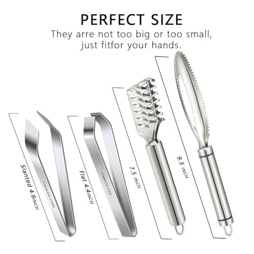 2 Pcs Fish Tweezer 2 Pcs Fish Scale Remover, Fishbone Tweezers Descaler Cleaner Scraper Tool Stainless Stee Pliers