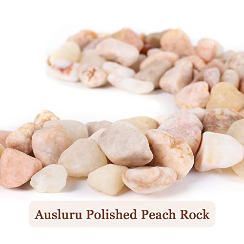 5lbs Natural River Rocks, Polished Pebbles for Plants Garden, 0.3-0.8 inch Decorative Peach Stones, Ideal for Fish Tank, Vases, Crafting, Home Decor and Garden Landscaping Rocks,Peach - size: 5 Pounds, style: Peach