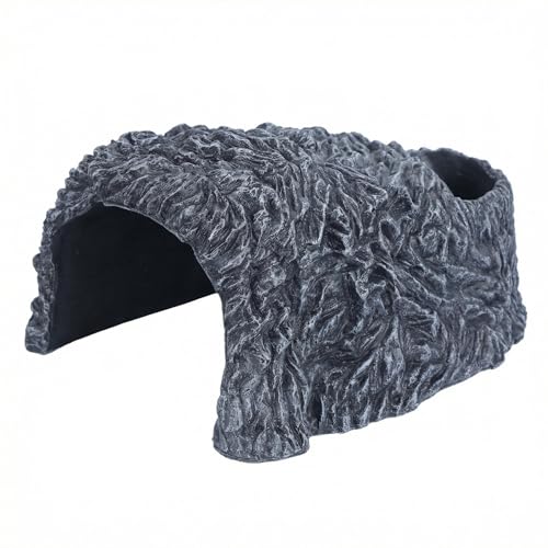 Extra Large Reptile Hideouts Cave, Resin Tortoise Hide Cave, Rock Basking Habitat Decor for Bearded Dragon, Leopard Gecko, Snake, Turtle, Lizard, Frog, Terrarium Aquarium Hideout(Large Size) - size: 9.3*8.1*5inch