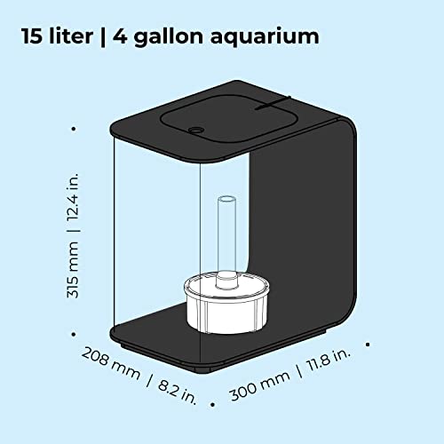 biOrb Flow 15 Acrylic 4-Gallon Aquarium with White LED Lights Modern Compact Tank for Tabletop or Desktop Display, Black - color: Black with LED Lighting, size: 4 Gallon