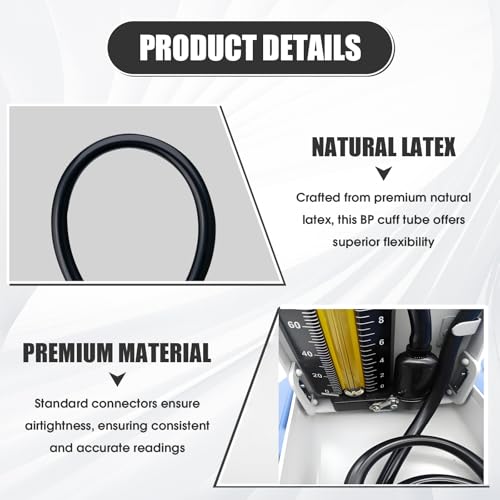 Blood Pressure Cuff Tube, 2 Pack Natural Latex 3FT Sphygmomanometer Hose Replacement for Mercury Sphygmomanometer & Manual BP Monitor, Essential Replacement Part with Standard Connectors