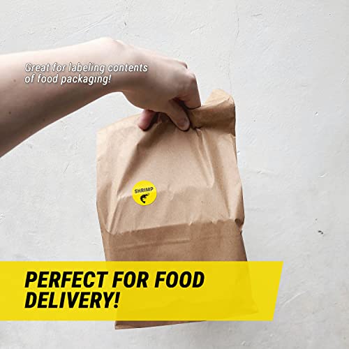 Shrimp Stickers - 1 Inch Round Circle Shrimp Labels in Bright Yellow Restaurant Deli Food Truck Supermarket Grocery Store Food Meal Menu Choice Sticker Package Label - 300 Count/Pack - color: Shrimp, size: 300 Labels