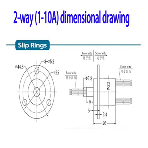 Slip Ring Electrical Slip Ring Slip Ring Electrical Connector Slip Ring Connector Motor Slip Ring Rotating Connector 2 Wires 10A Diameter 22mm - style: 2 Wires 1-10A Diameter 22mm