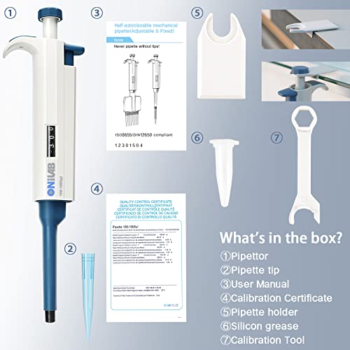 ONiLAB 100-1000ul High-Accurate Pipettor Single-Channel Manual Adjustable Variable Volume Pipettes, 7010101014 - size: 100-1000ul