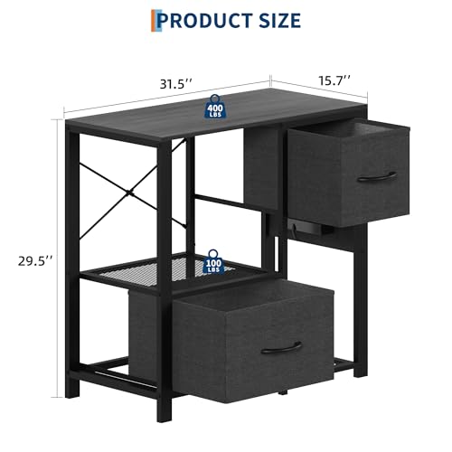 20-37 Gallon Aquarium Stand with Power Outlets & 2 Storage Drawers, Heavy Duty Metal Fish Tank Stand for Fish Tank Accessories, 3 Tier Tank Stand Fish Tank Shelf, 400lbs Capacity, Black