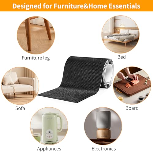 CHUNZEXI Non Slip Furniture Pads, Self Adhesive Rubber Pads with Anti Skid Stickers, Cuttable Rubber Strip for Furniture and Appliances (1” × 4”) - size: 4x1 inch 12 Rectangular