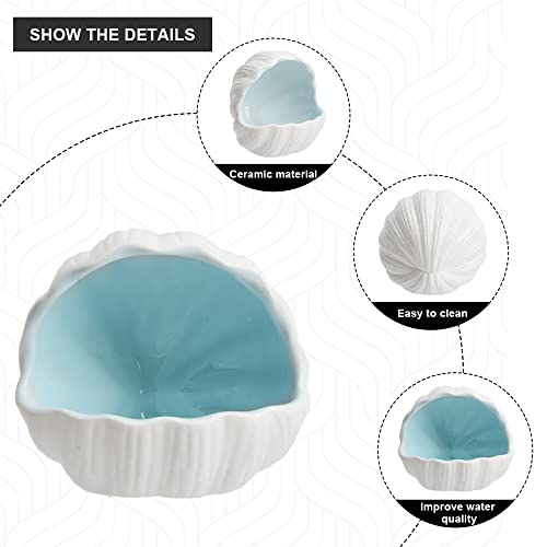 Aquarium Shell Shape Ceramic Fish Tank Cave Decoration, Fish House for Betta Fish Passing or Hiding Safely, Betta Fish Tank 5.1inch (Blue, M) - color: Blue