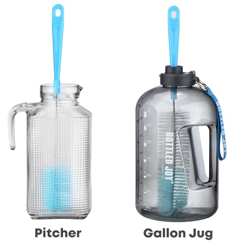 3-Pack Long Bottle Cleaning Brush for Narrow Neck Beer, Wine, Flask, Thermos, Sportwell, Pitcher, Brewing Bottle Cleaner, 16 Inches - color: Blue