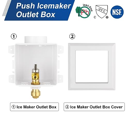 EFIELD Universal Ice Maker Box,1/2-Inch Push fit Inlet Connection with Installed 1/4-Turn Ball Valve (Regular),(IM029) - size: without Arrestor, style: Push Fit