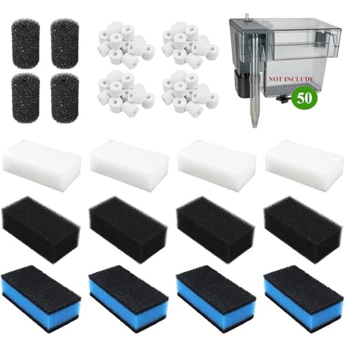 Poweka 20PCS Filters Replacement Media Kit for AquaClear 50 Power Filter, Aquarium Filter Sponge and Activated Carbon Pad for Fish Tank Filter for 20-to-50 Gallon Aquariums